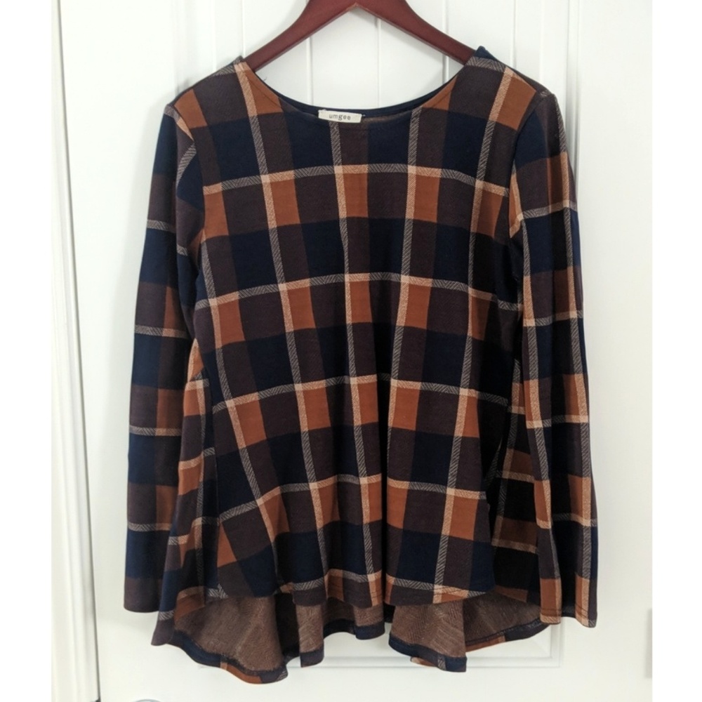 Peplum back women's Buffalo print shirt size large